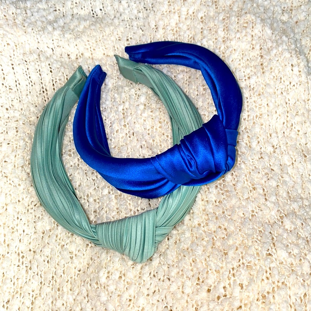 Royal blue J Crew headband + mint Anthropology headband